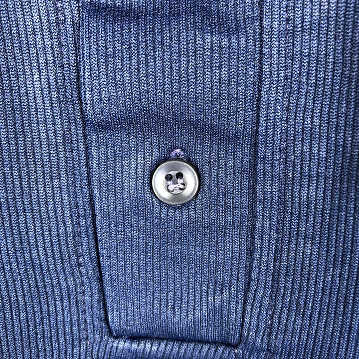1970'S Hilton Short-Sleeve Polo Shirt, Men's Size XL (Equivalent), Vintage polyester navy blue type Vintage Second Hand