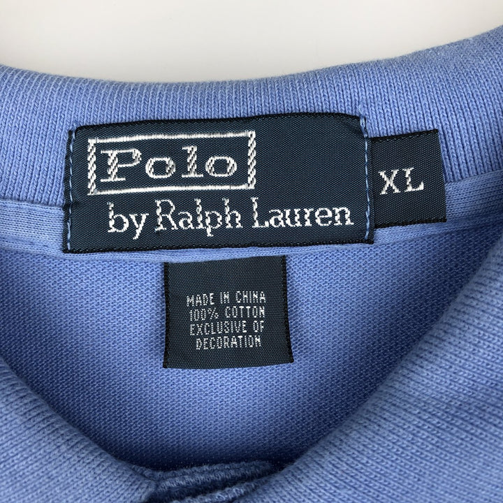 Ralph Lauren POLO by Ralph Lauren Polo Bear Short-Sleeve Polo Shirt, Men's Size XL (approx.) cotton Blue type light blue Vintage Second Hand