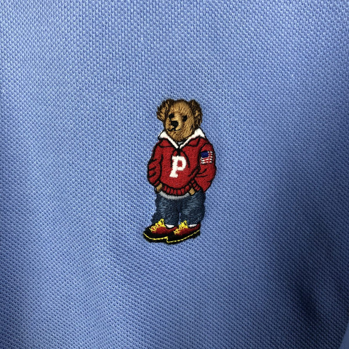 Ralph Lauren POLO by Ralph Lauren Polo Bear Short-Sleeve Polo Shirt, Men's Size XL (approx.) cotton Blue type light blue Vintage Second Hand