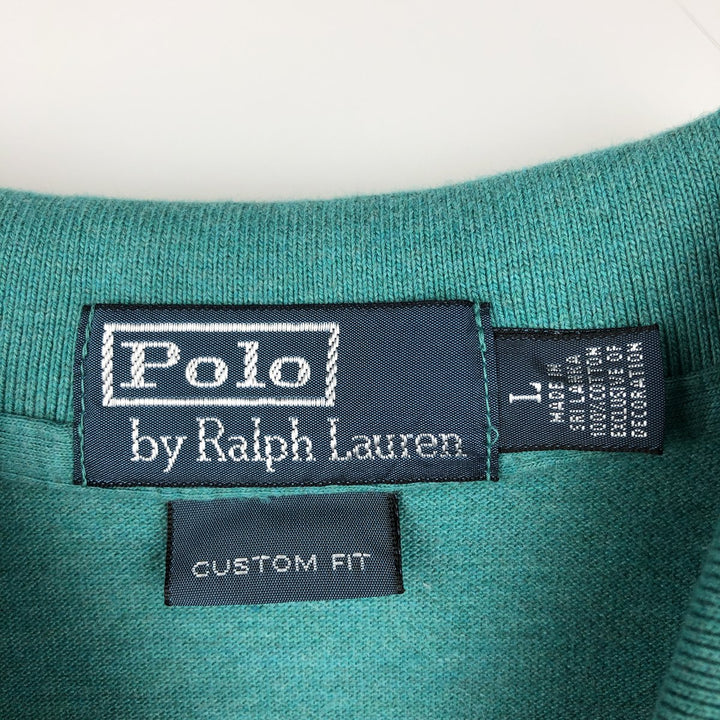 Ralph Lauren POLO by Ralph Lauren CUSTOM FIT short sleeve polo shirt, men's size L cotton green type Vintage Second Hand