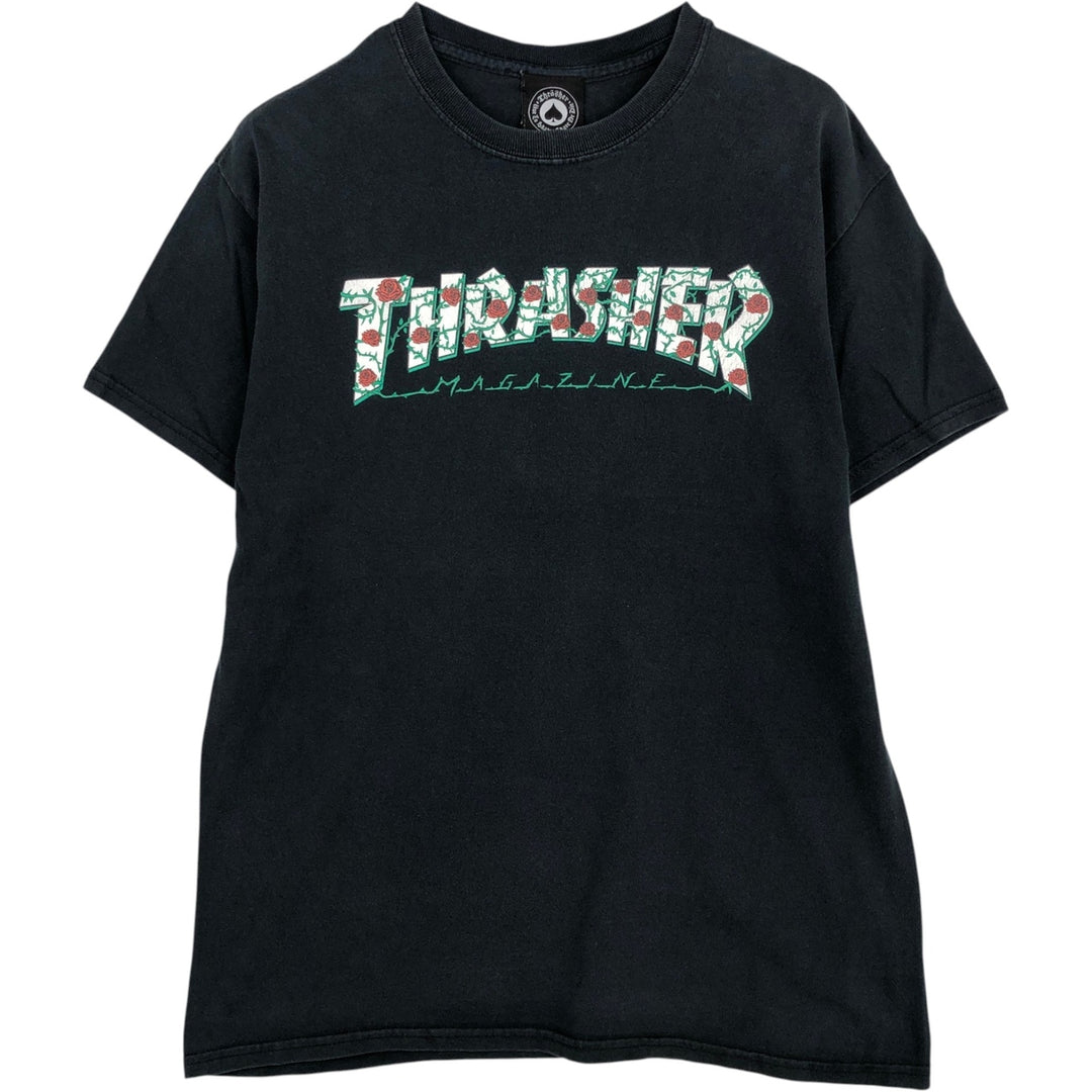Thrasher surf/skate T-shirt, men's size M cotton black type Vintage Second Hand