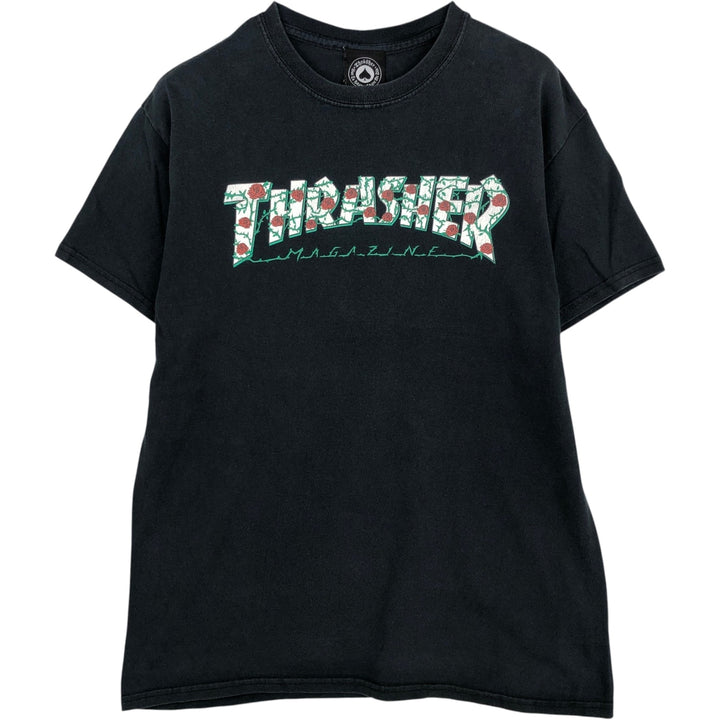 Thrasher surf/skate T-shirt, men's size M cotton black type Vintage Second Hand