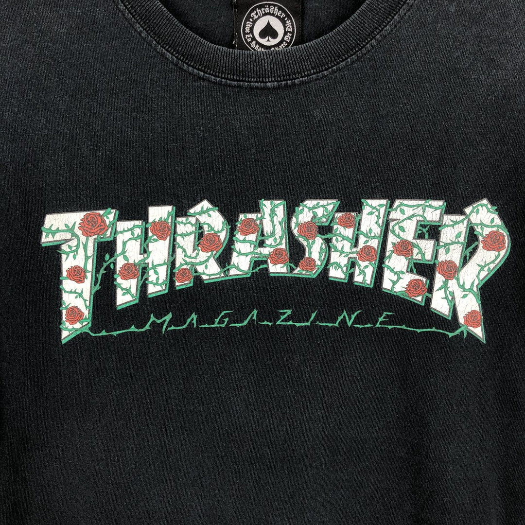 Thrasher surf/skate T-shirt, men's size M cotton black type Vintage Second Hand