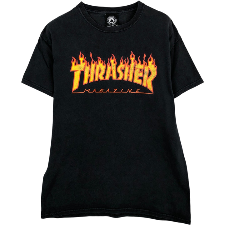 Thrasher Fire Pattern Surf Skate T-Shirt, Men's M cotton black type Vintage Second Hand