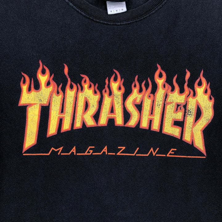 Thrasher Fire Pattern Surf Skate T-Shirt, Men's M cotton black type Vintage Second Hand