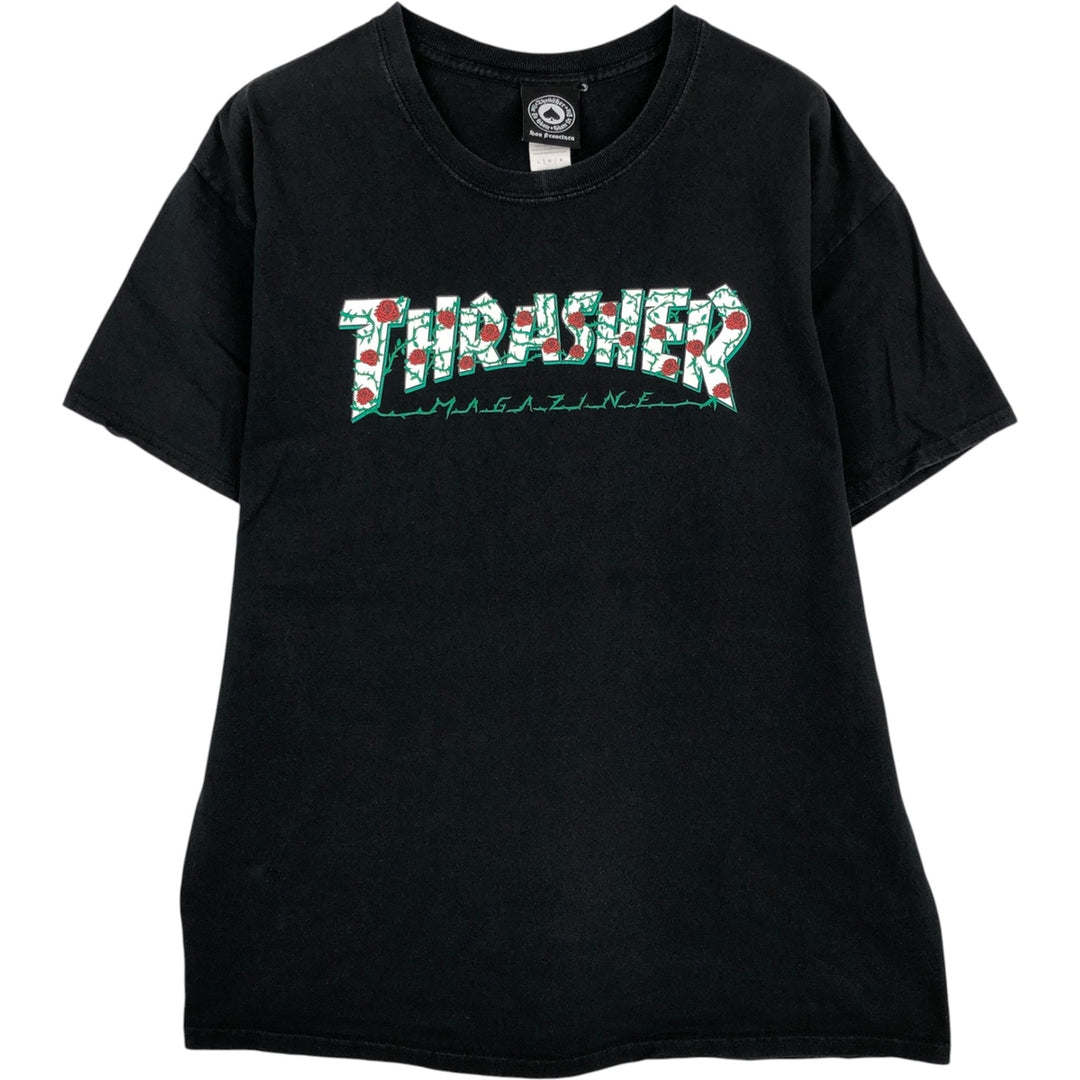 Thrasher surf skate T-shirt, men's size L cotton black type Vintage Second Hand