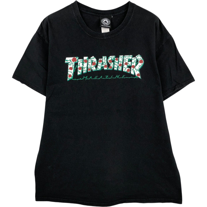 Thrasher surf skate T-shirt, men's size L cotton black type Vintage Second Hand