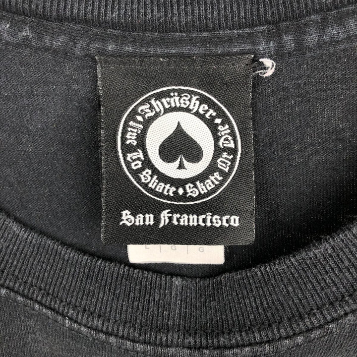 Thrasher surf skate T-shirt, men's size L cotton black type Vintage Second Hand
