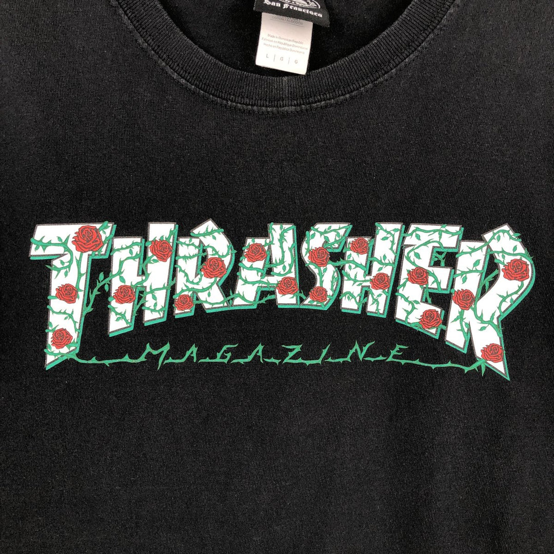 Thrasher surf skate T-shirt, men's size L cotton black type Vintage Second Hand
