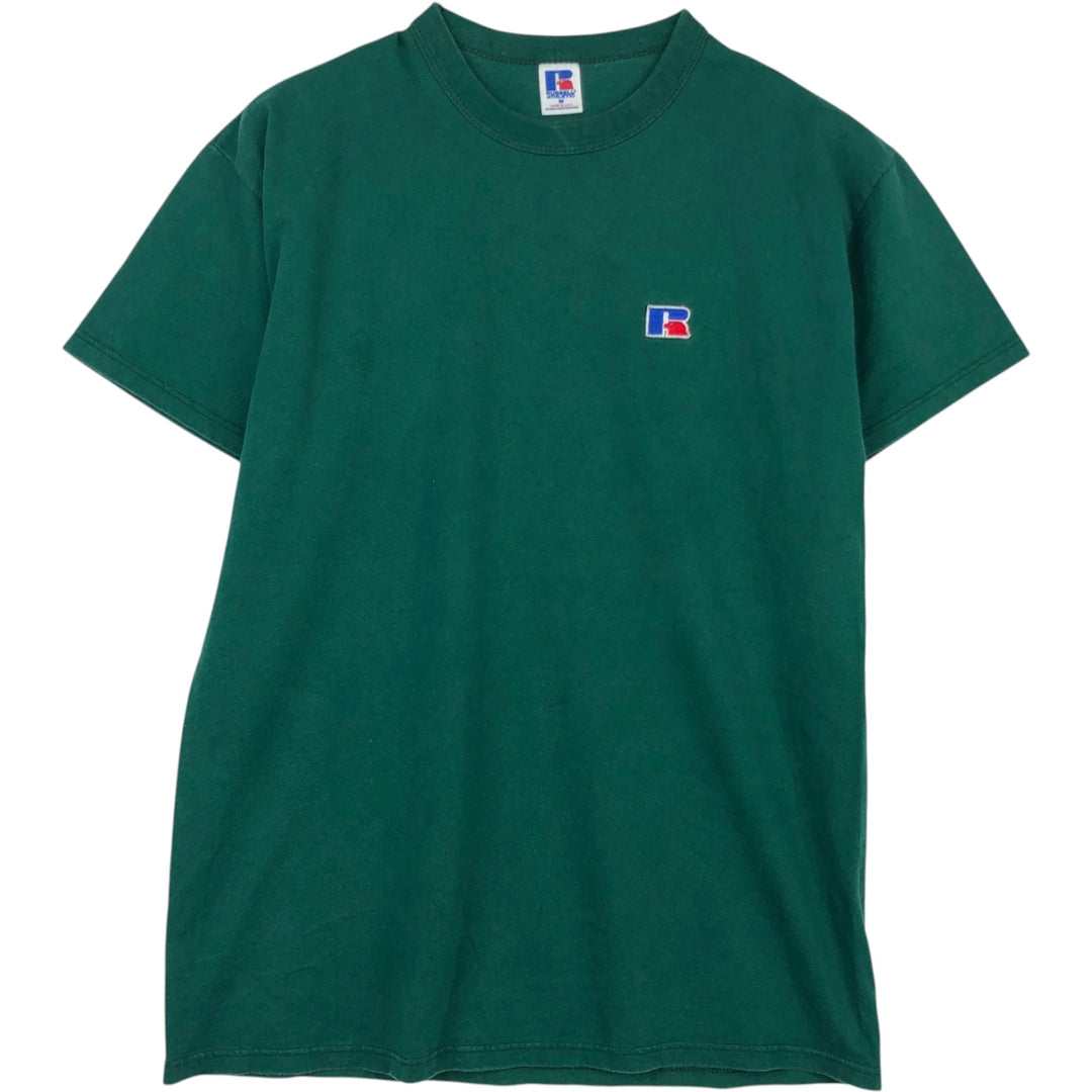 90'S Russell One-Point Logo T-Shirt, Made in USA, Men's Size M (Equivalent), Vintage cotton green type Vintage Second Hand