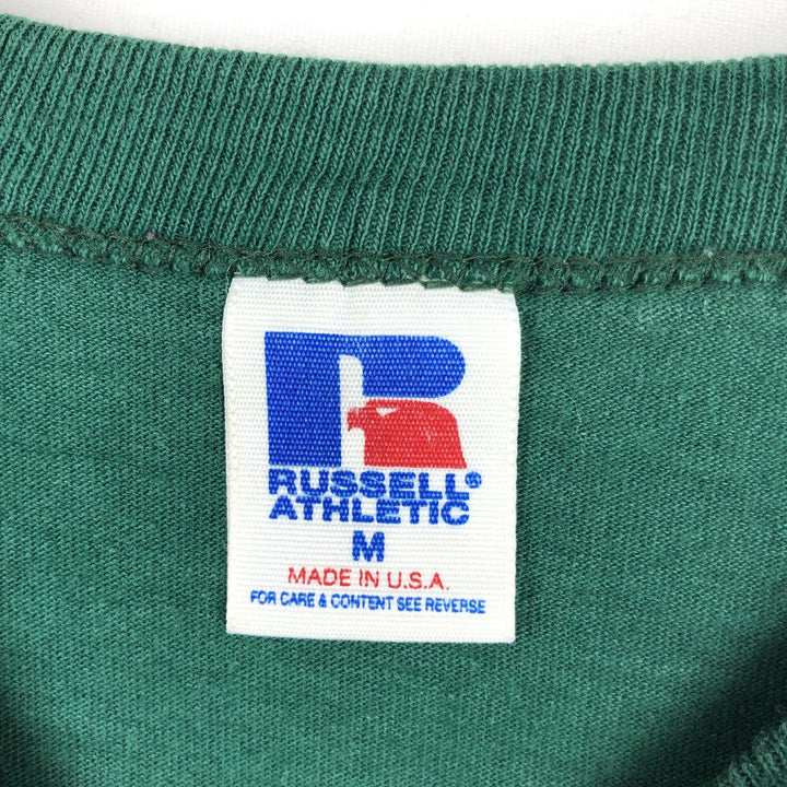 90'S Russell One-Point Logo T-Shirt, Made in USA, Men's Size M (Equivalent), Vintage cotton green type Vintage Second Hand