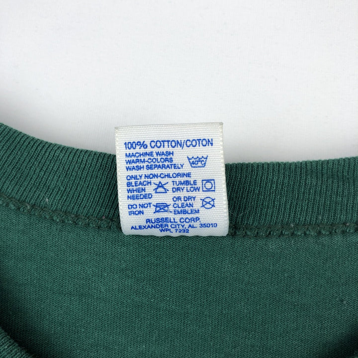 90'S Russell One-Point Logo T-Shirt, Made in USA, Men's Size M (Equivalent), Vintage cotton green type Vintage Second Hand