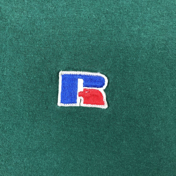90'S Russell One-Point Logo T-Shirt, Made in USA, Men's Size M (Equivalent), Vintage cotton green type Vintage Second Hand