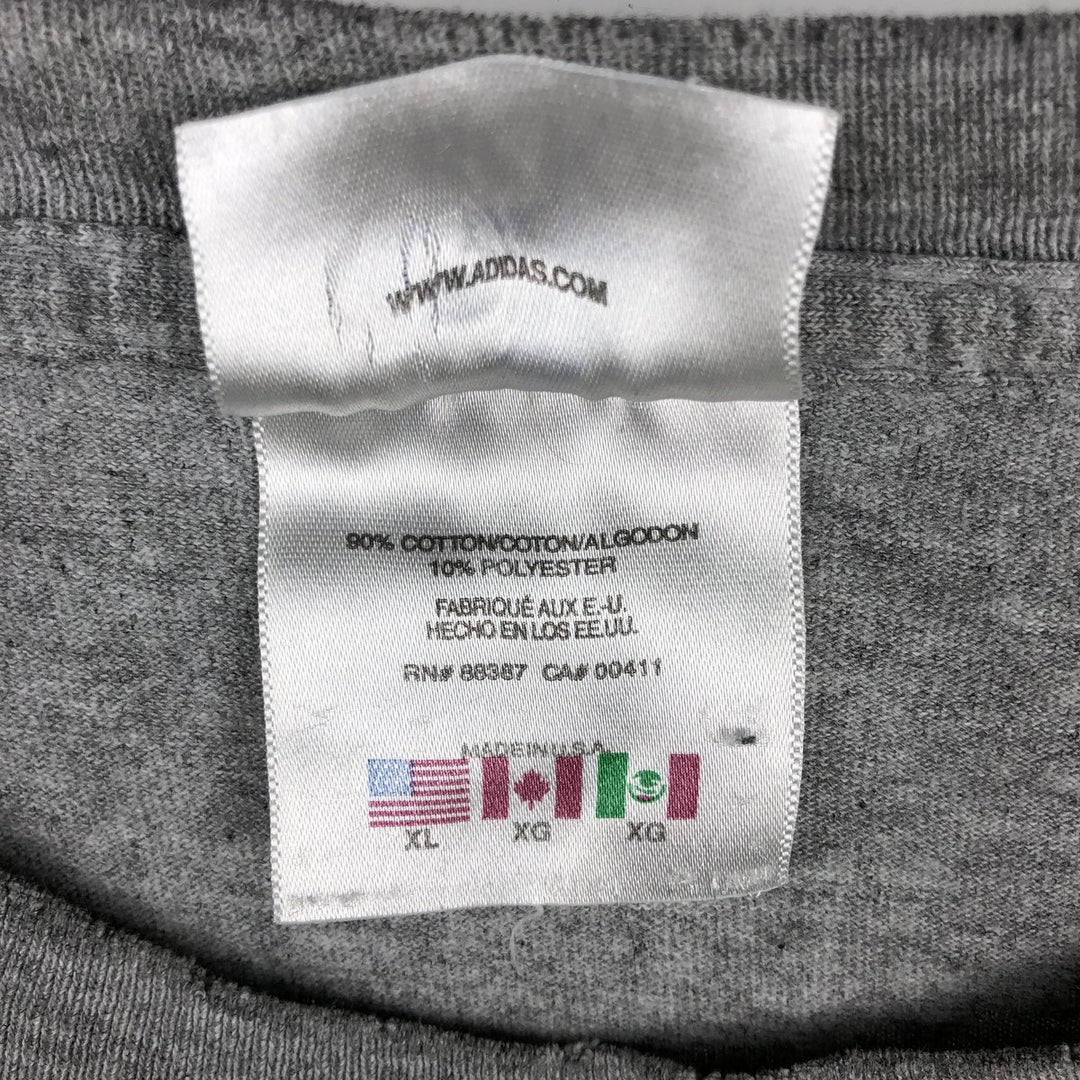90'S Adidas logo print T-shirt, made in USA, men's XL size, vintage cotton gray type Vintage Second Hand