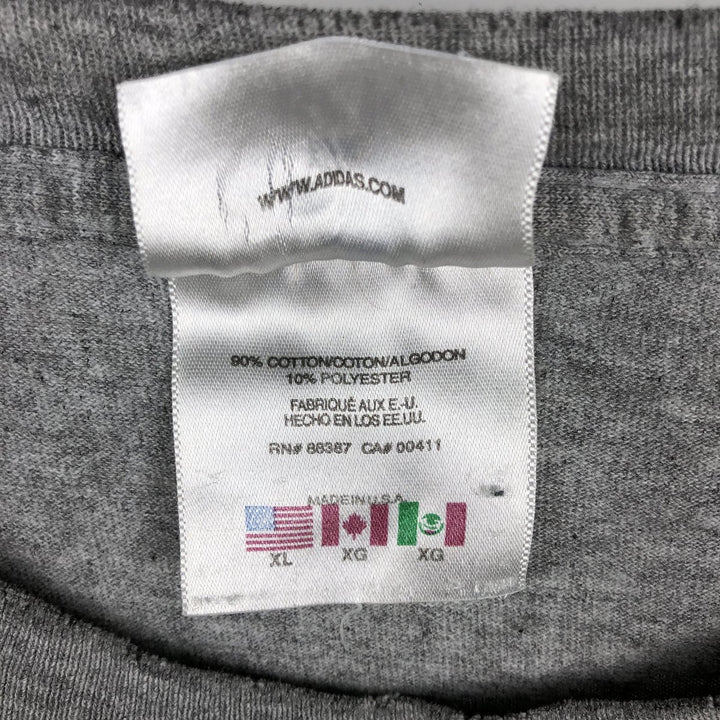 90'S Adidas logo print T-shirt, made in USA, men's XL size, vintage cotton gray type Vintage Second Hand