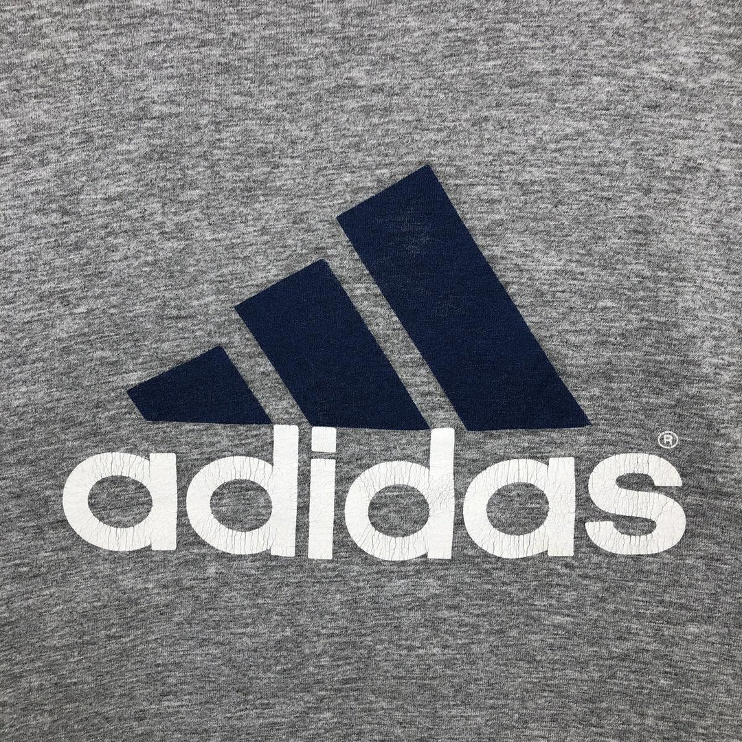 90'S Adidas logo print T-shirt, made in USA, men's XL size, vintage cotton gray type Vintage Second Hand