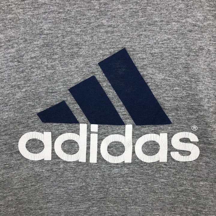 90'S Adidas logo print T-shirt, made in USA, men's XL size, vintage cotton gray type Vintage Second Hand