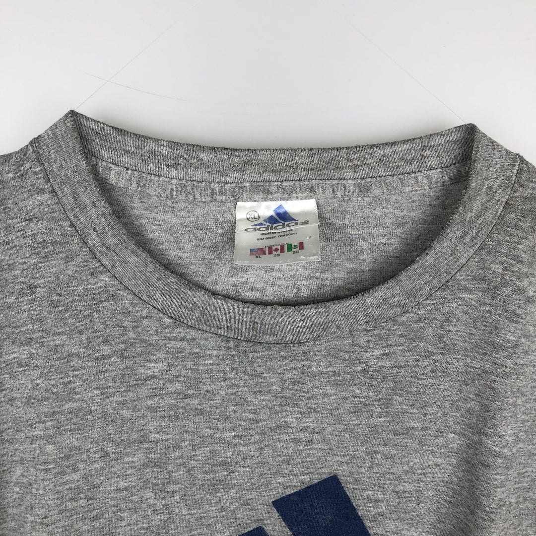 90'S Adidas logo print T-shirt, made in USA, men's XL size, vintage cotton gray type Vintage Second Hand