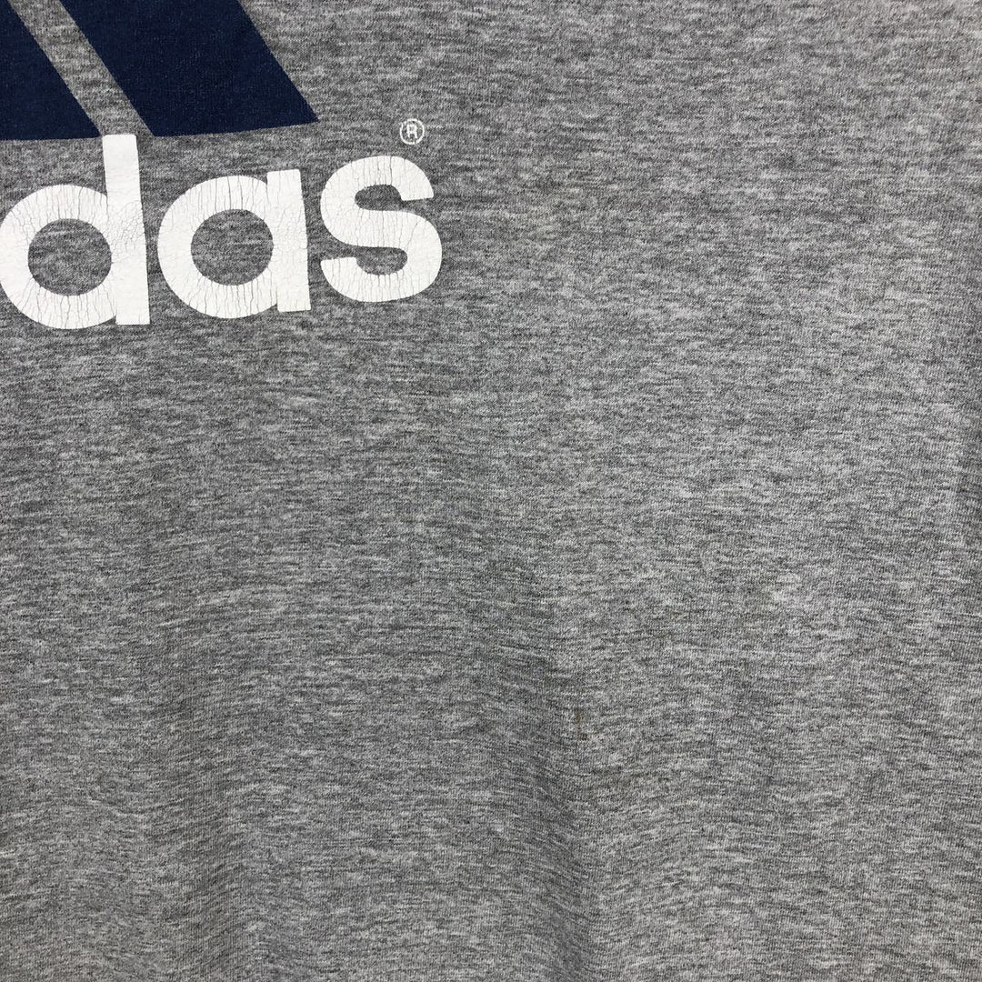 90'S Adidas logo print T-shirt, made in USA, men's XL size, vintage cotton gray type Vintage Second Hand