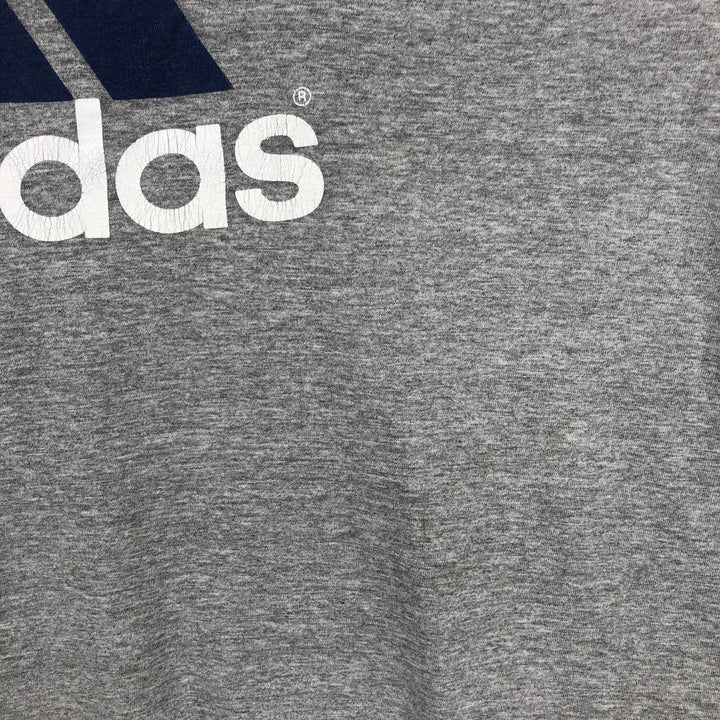 90'S Adidas logo print T-shirt, made in USA, men's XL size, vintage cotton gray type Vintage Second Hand