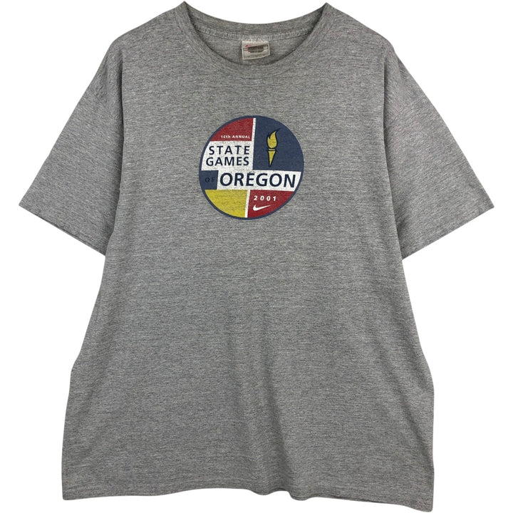00'S Nike Sports Print T-shirt Men's Size L cotton gray type Vintage Second Hand