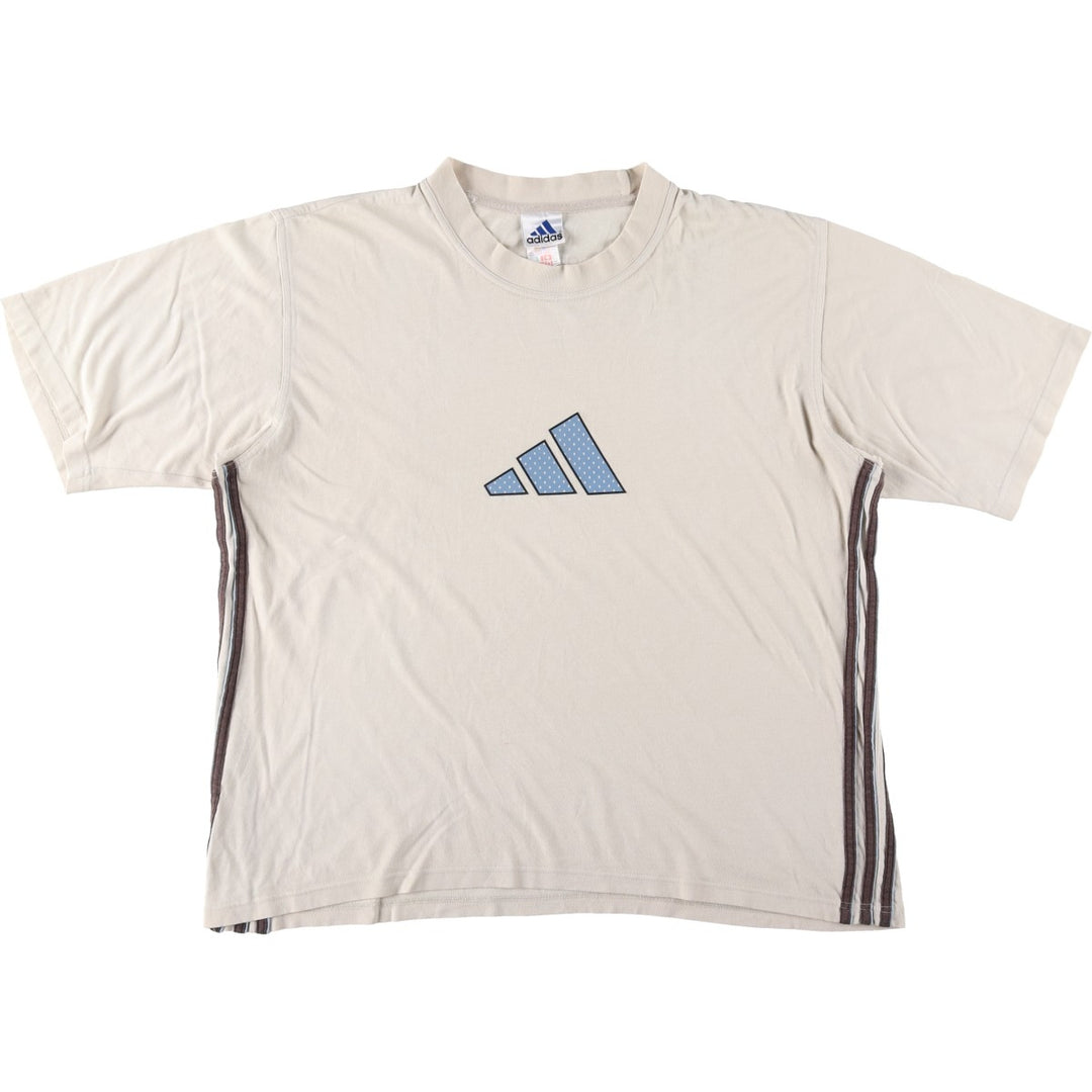 90s~00'S Adidas logo print T-shirt, men's size L, vintage cotton Beige type Vintage Second Hand