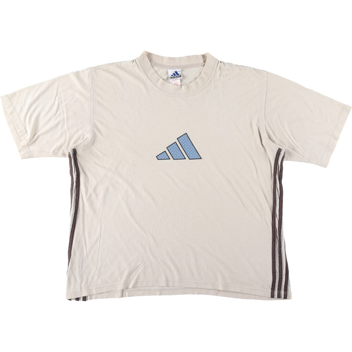 90s~00'S Adidas logo print T-shirt, men's size L, vintage cotton Beige type Vintage Second Hand