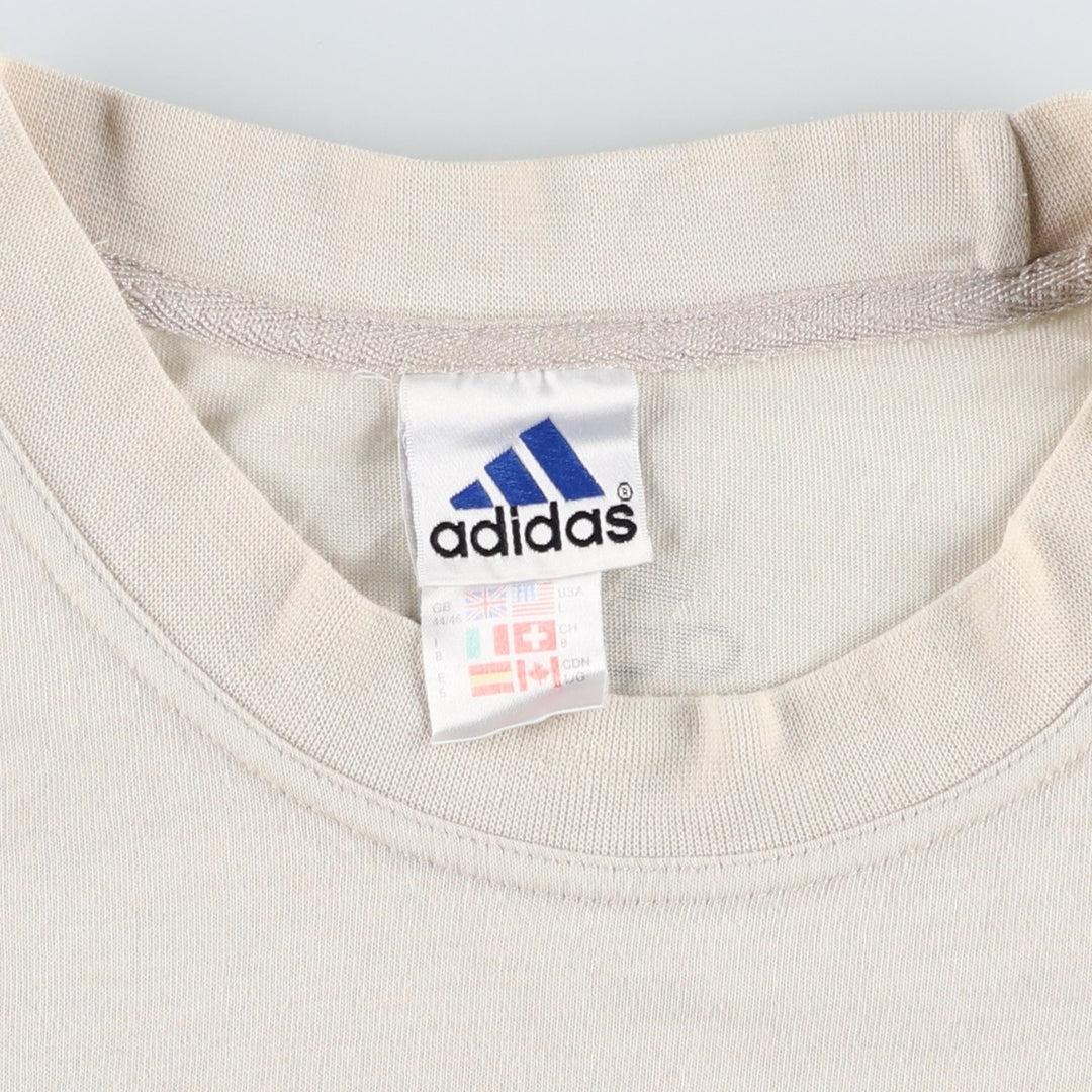 90s~00'S Adidas logo print T-shirt, men's size L, vintage cotton Beige type Vintage Second Hand