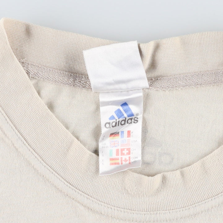 90s~00'S Adidas logo print T-shirt, men's size L, vintage cotton Beige type Vintage Second Hand