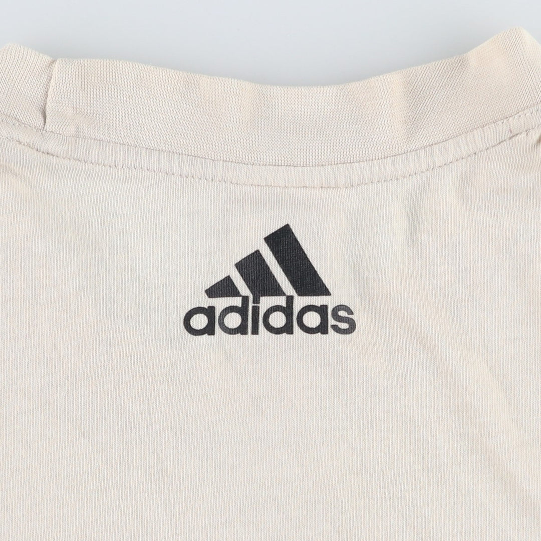 90s~00'S Adidas logo print T-shirt, men's size L, vintage cotton Beige type Vintage Second Hand