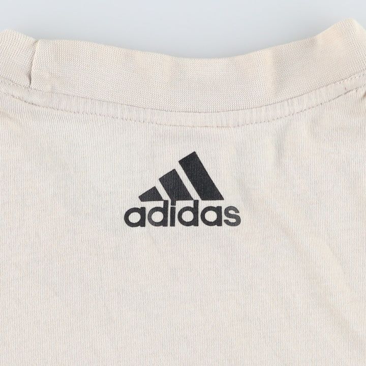 90s~00'S Adidas logo print T-shirt, men's size L, vintage cotton Beige type Vintage Second Hand