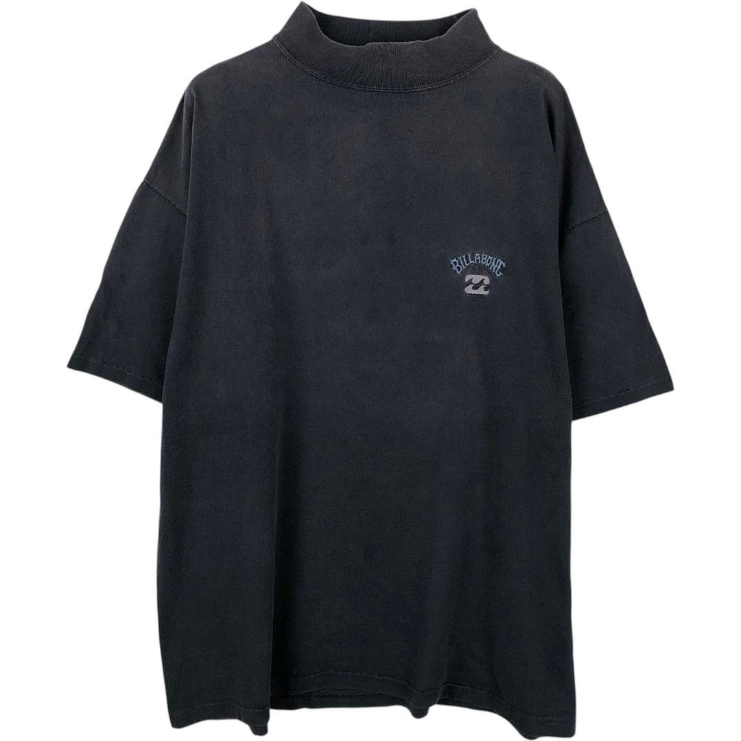 90'S Billabong Mock Neck Surf Skate T-Shirt, Made in USA, Men's Size L (Equivalent), Vintage cotton Charcoal Vintage Second Hand