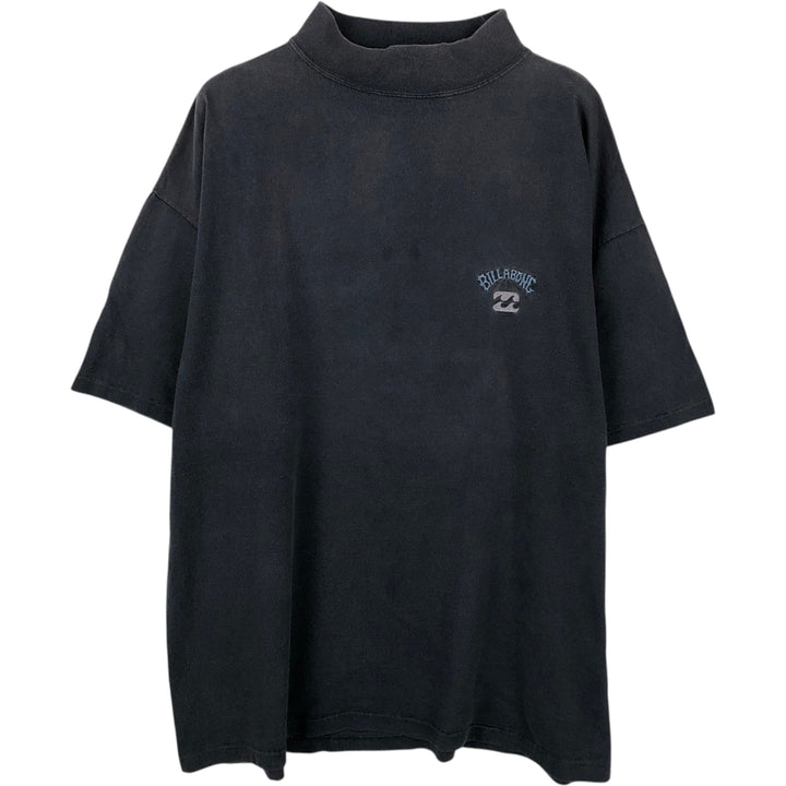 90'S Billabong Mock Neck Surf Skate T-Shirt, Made in USA, Men's Size L (Equivalent), Vintage cotton Charcoal Vintage Second Hand