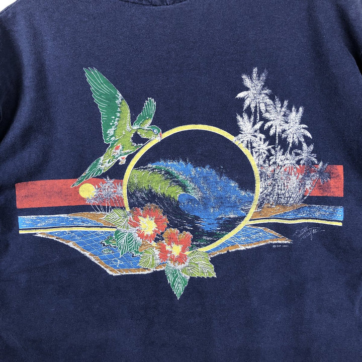 90'S Ocean Pacific surf and skateboard t-shirt, men's size M unclear Navy blue Vintage Second Hand