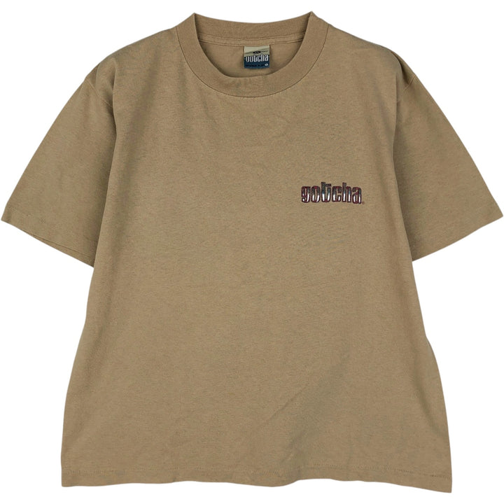90'S GOTCHA Surf Skate T-Shirt, Made in USA, Men's Size S (Equivalent), Vintage cotton Beige type Vintage Second Hand