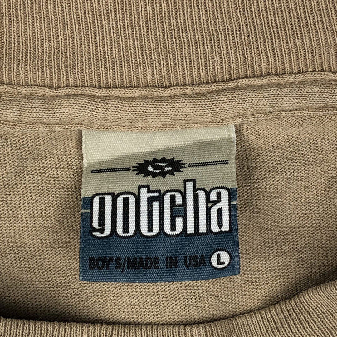90'S GOTCHA Surf Skate T-Shirt, Made in USA, Men's Size S (Equivalent), Vintage cotton Beige type Vintage Second Hand