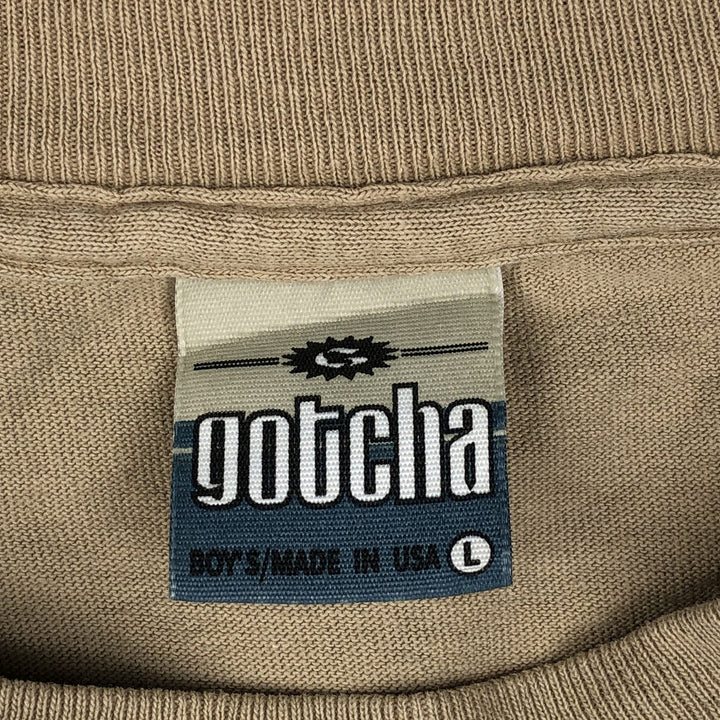 90'S GOTCHA Surf Skate T-Shirt, Made in USA, Men's Size S (Equivalent), Vintage cotton Beige type Vintage Second Hand