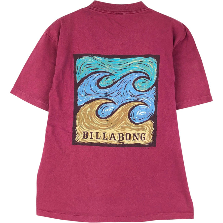 90'S BILLABONG Surf Skate T-Shirt, Made in USA, Men's XL equivalent, Vintage cotton Purple type red-purple Vintage Second Hand