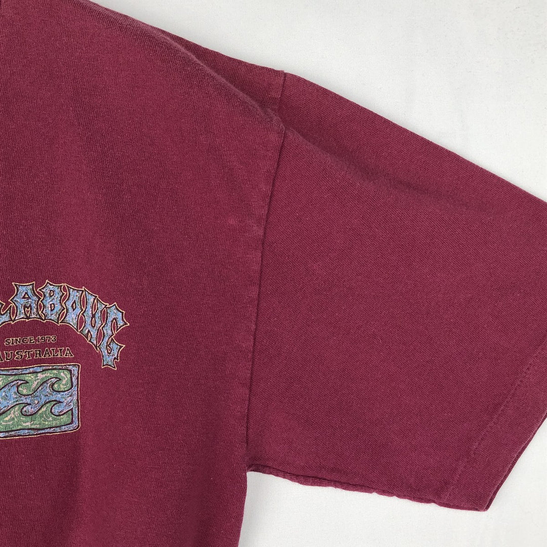90'S BILLABONG Surf Skate T-Shirt, Made in USA, Men's XL equivalent, Vintage cotton Purple type red-purple Vintage Second Hand