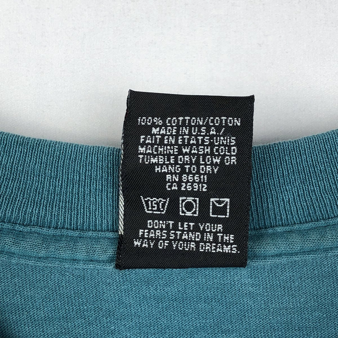 90'S NO FEAR surf skate T-shirt made in USA, men's XL size, vintage cotton turquoise blue Vintage Second Hand