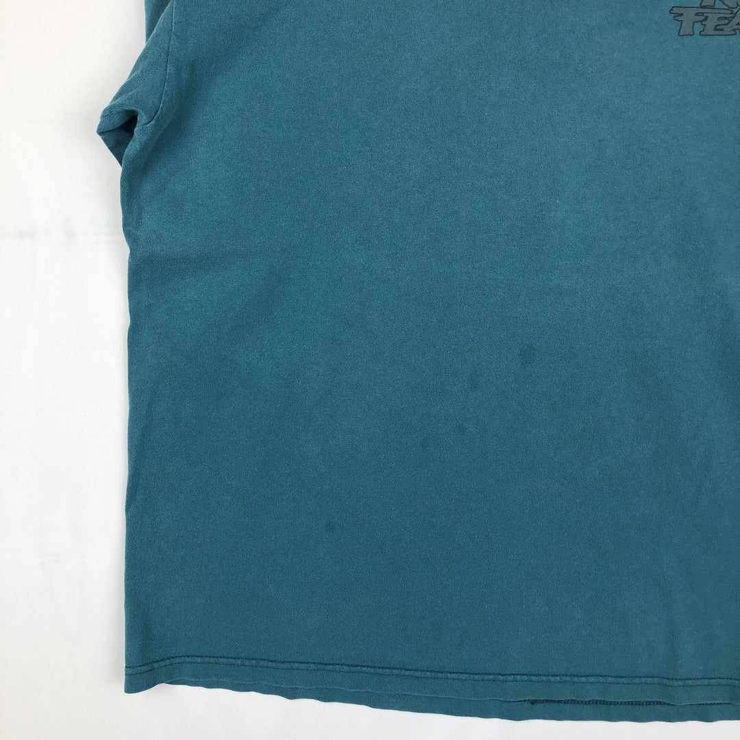 90'S NO FEAR surf skate T-shirt made in USA, men's XL size, vintage cotton turquoise blue Vintage Second Hand