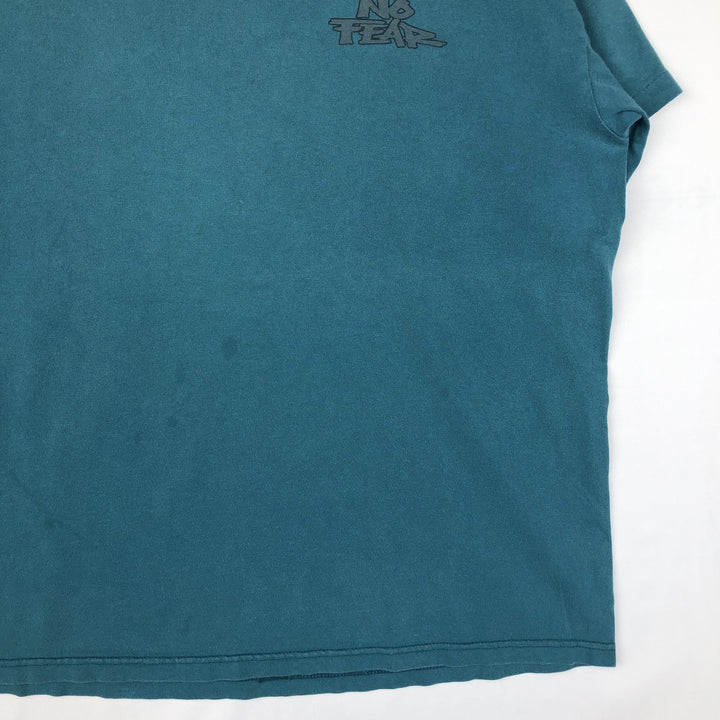 90'S NO FEAR surf skate T-shirt made in USA, men's XL size, vintage cotton turquoise blue Vintage Second Hand