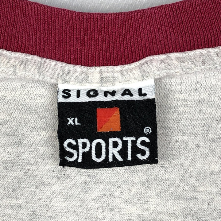 90'S SIGNAL SPORTS RON JON Two-Tone V-Neck Surf Skate T-Shirt, Made in USA, Men's XL Equivalent, Vintage cotton gray type Vintage Second Hand