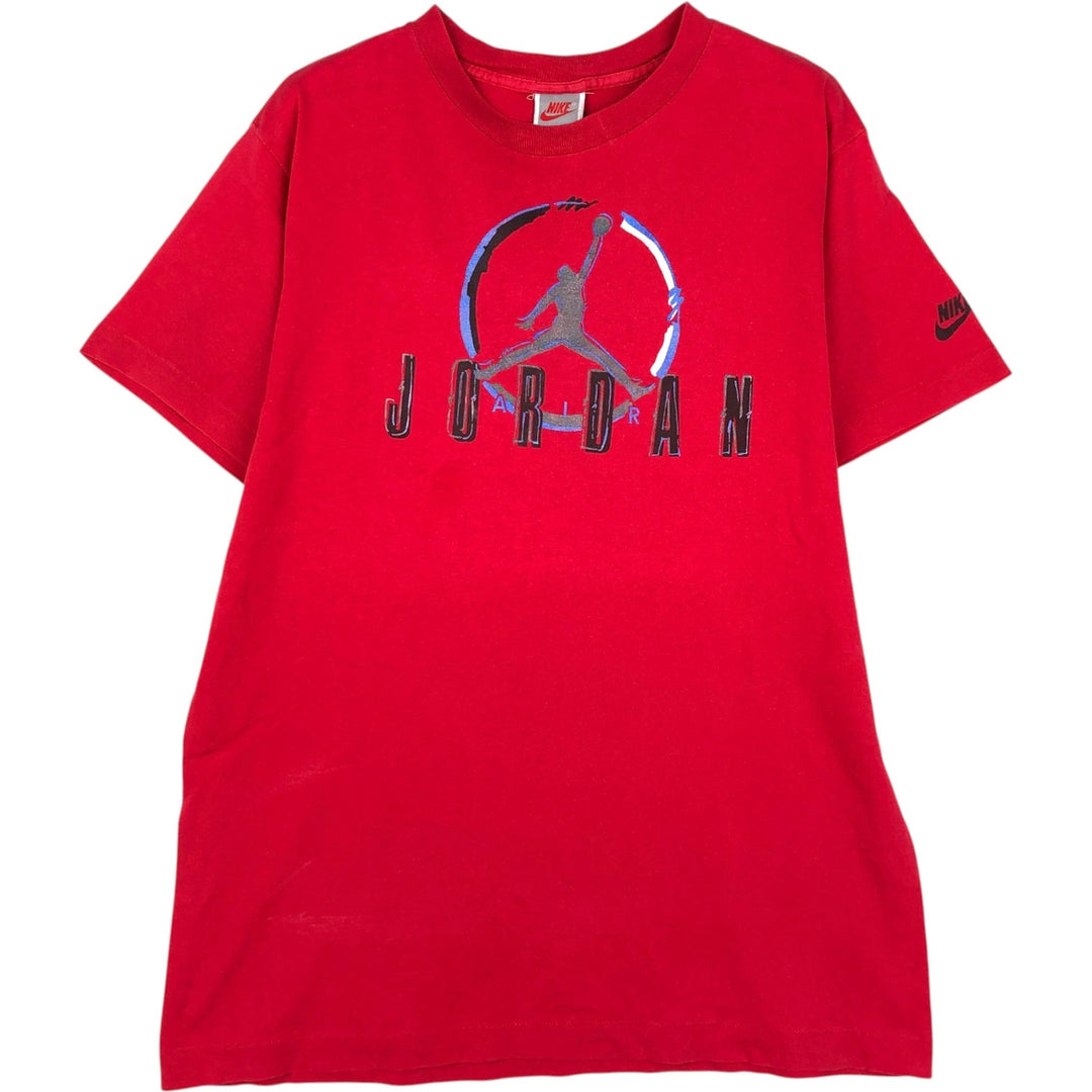 90'S Nike AIR JORDAN logo print T-shirt, silver tag, made in USA, men's size M equivalent, vintage. cotton red type Vintage Second Hand