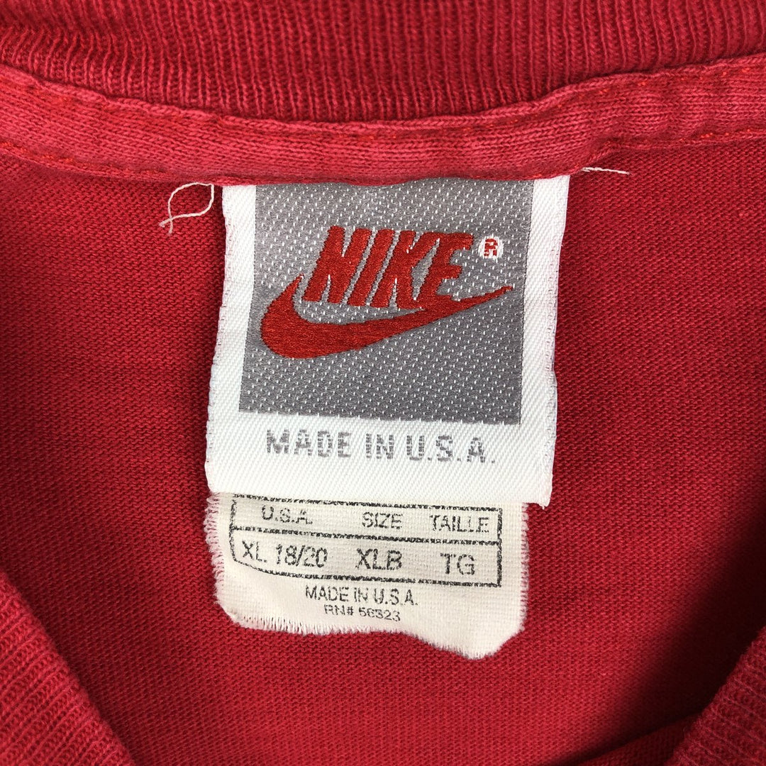 90'S Nike AIR JORDAN logo print T-shirt, silver tag, made in USA, men's size M equivalent, vintage. cotton red type Vintage Second Hand
