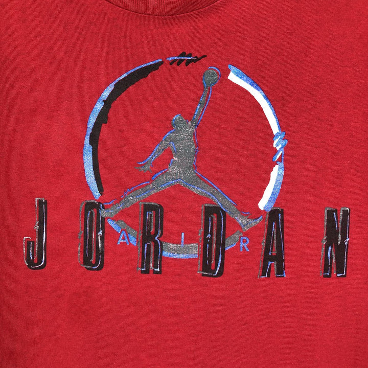90'S Nike AIR JORDAN logo print T-shirt, silver tag, made in USA, men's size M equivalent, vintage. cotton red type Vintage Second Hand