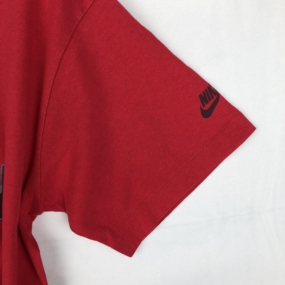 90'S Nike AIR JORDAN logo print T-shirt, silver tag, made in USA, men's size M equivalent, vintage. cotton red type Vintage Second Hand