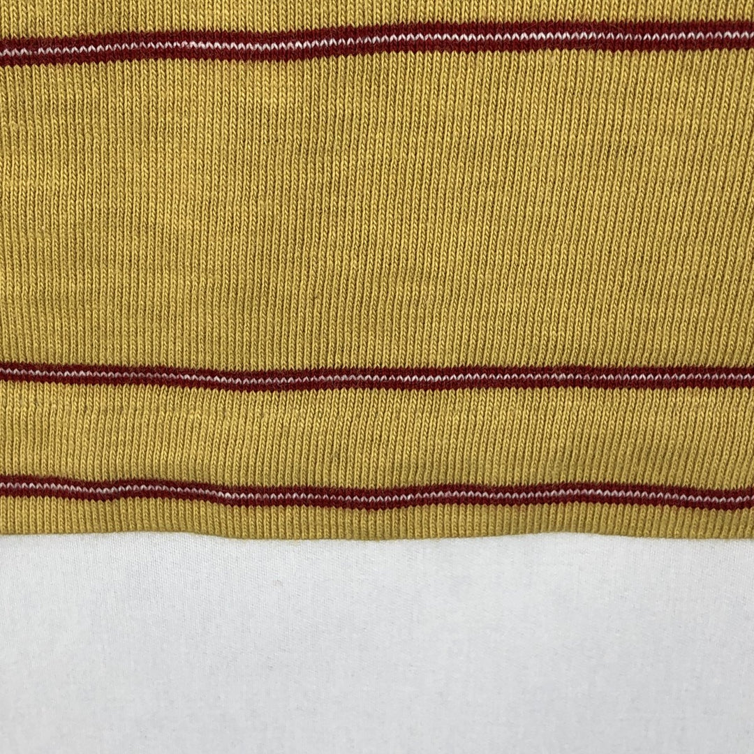 70s-80'S HANG TEN Border Pattern Multi-stripe Mock Neck Surf Skate T-Shirt Men's Size L (Equivalent) Vintage cotton yellow type Vintage Second Hand