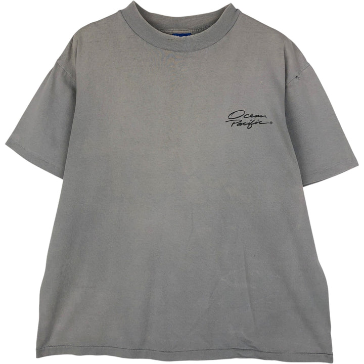 90'S Ocean Pacific surf/skate t-shirt, men's size L (approx.) cotton gray type Vintage Second Hand