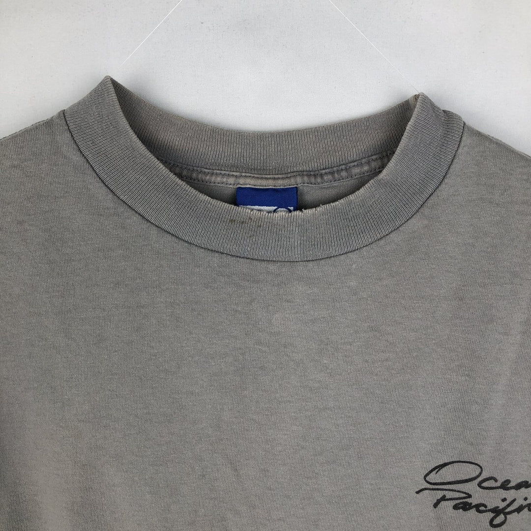 90'S Ocean Pacific surf/skate t-shirt, men's size L (approx.) cotton gray type Vintage Second Hand